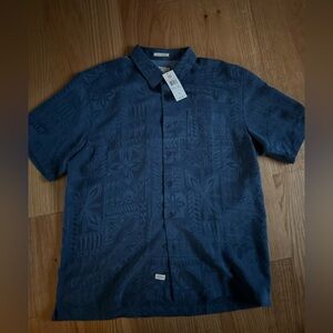 Quiksilver Dark Blue Patterned Button Down Shirt